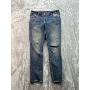 Lucky Brand Lolita Skinny Mid  Rise Stretch Crop Faded Jeans Women Sz 6/28 Blue